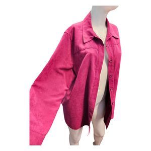Studio Works Fuscia Microfiber Button Down Shirt Size 1X